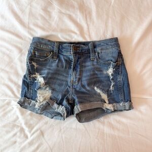 Hollister Blue Medium Wash Mid-Rise 3-Inch Jean Shorts Size 1